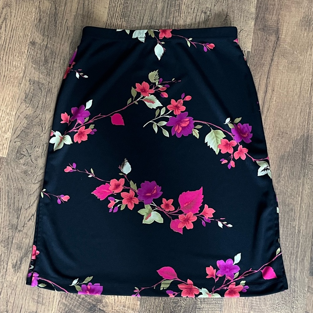 Black floral skirt